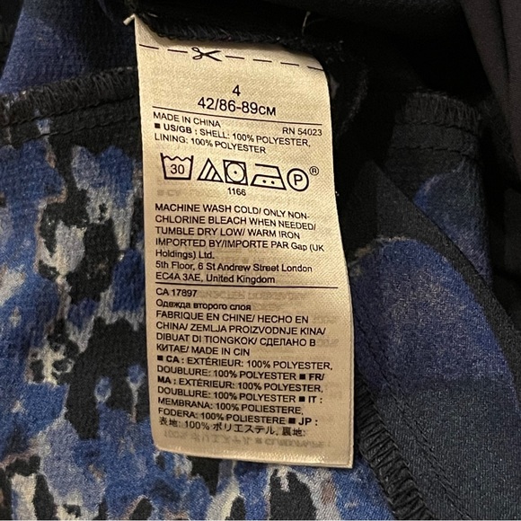 Banana Republic Navy Blue Floral Ruffle Hem Fit and Flare 3/4 Sleeve Dress 4 - Picture 5 of 10